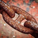 Rusted iron chain link