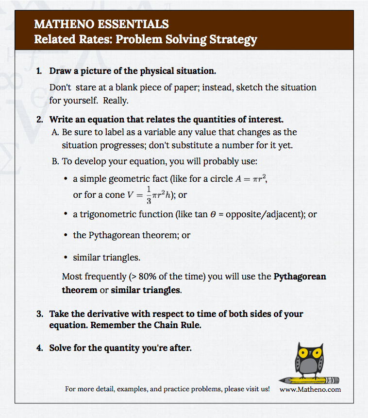 related rates problem solving